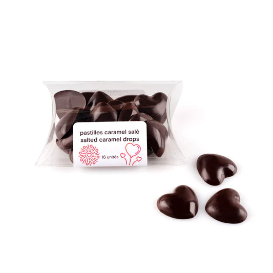 Pastilles de caramel salé en forme de coeur, Chocolat Boréal