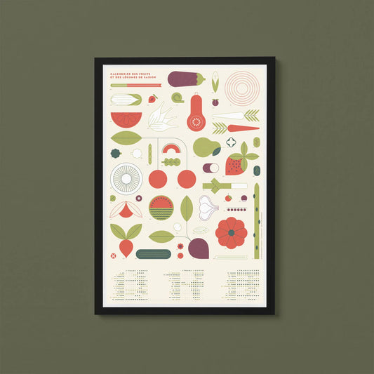 Affiche calendrier des fruits et légumes de saison.