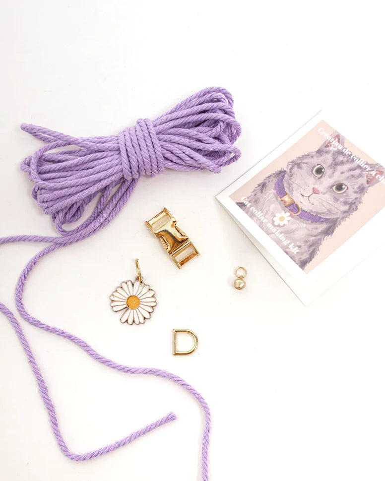 Kit DIY collier pour chat en macramé, couleurs variées, Brin brun